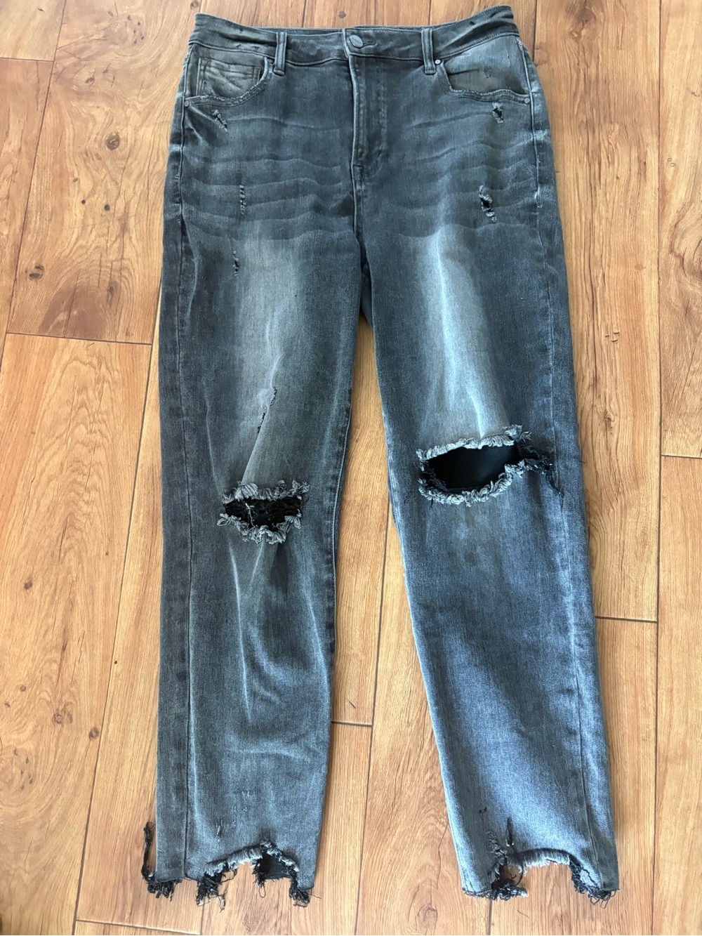 Women's High-Rise Distressed Black Jeans